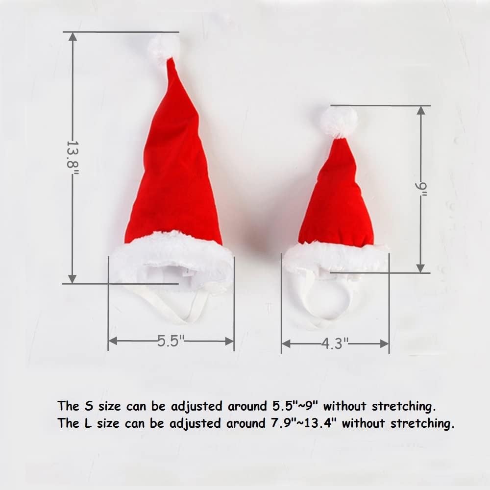 Adjustable 3D Christmas Santa Hat for Big Dogs Pets Holiday Party (Large)