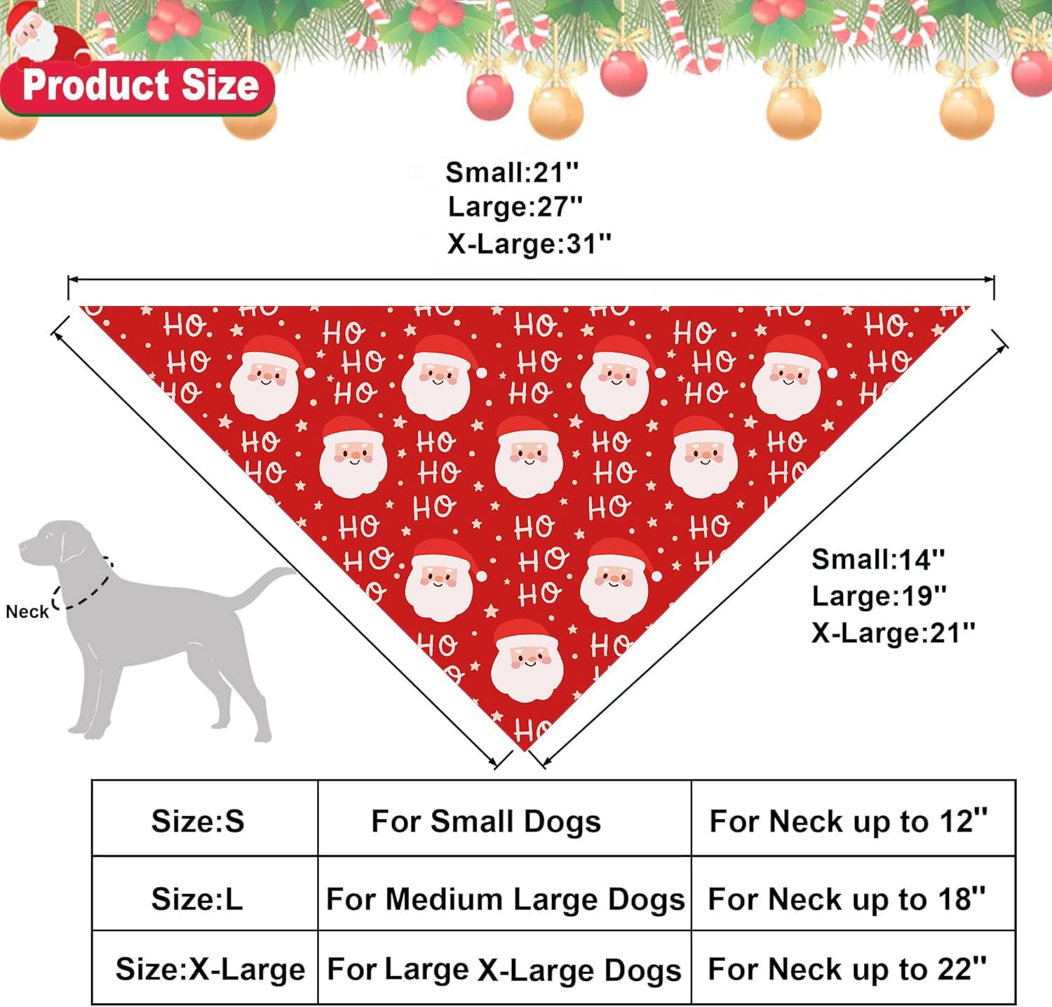 Christmas Dog Bandanas, 3 Pack Christmas Tree and Santa Claus Dog Scarf for Boy and Girl, Premium Durable Fabric, Holiday Bandana for Small Medium Large Dogs
