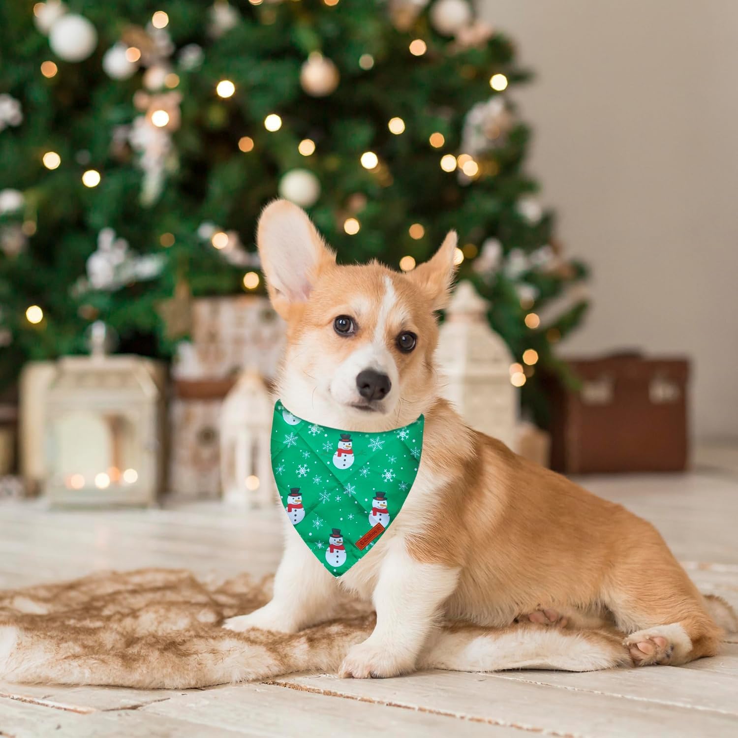 Christmas Dog Bandanas, 3 Pack Christmas Tree and Santa Claus Dog Scarf for Boy and Girl, Premium Durable Fabric, Holiday Bandana for Small Medium Large Dogs