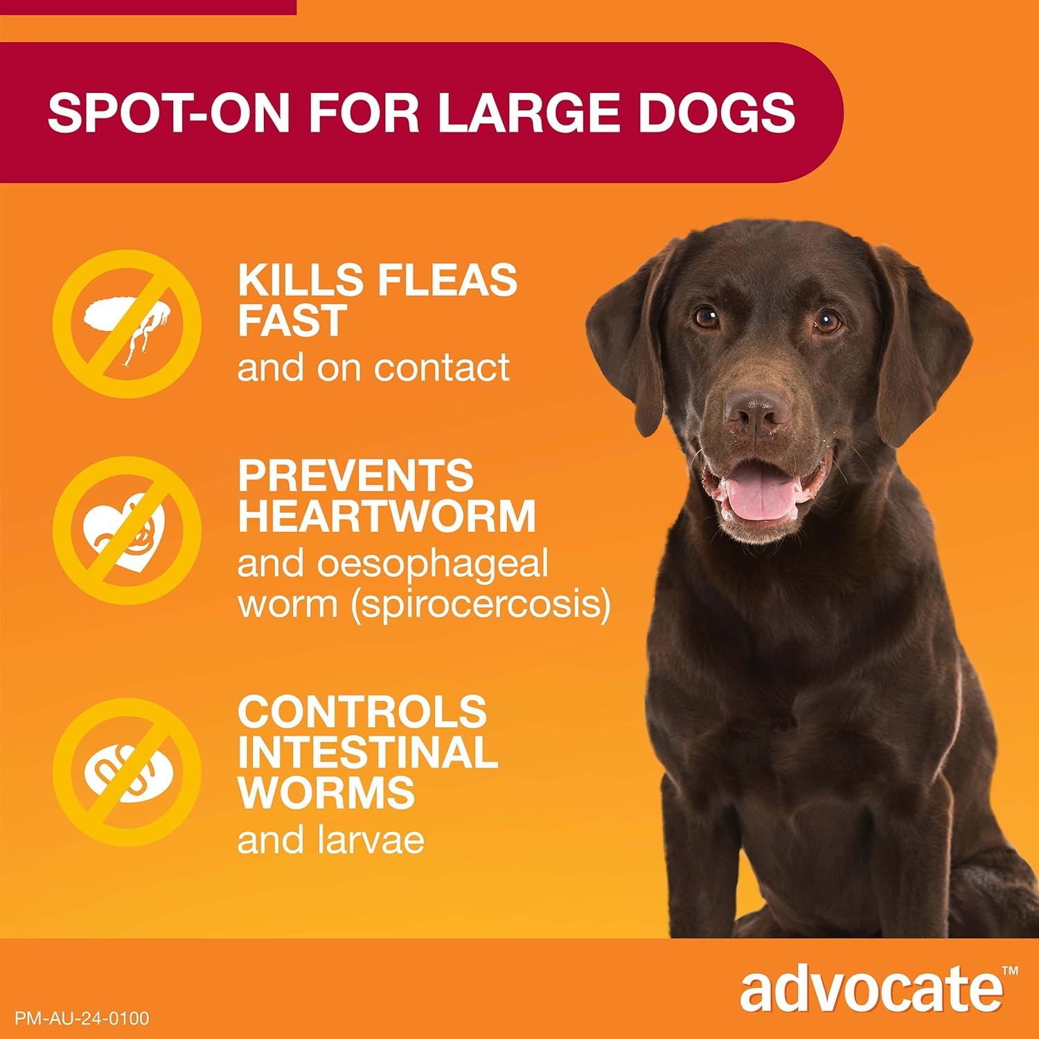 Advocate Dog, Monthly Spot-On Protection from Fleas, Heartworm and Worms, Six Pack Flea Treatment for Large Dogs 10-25 kg, 6 Pack