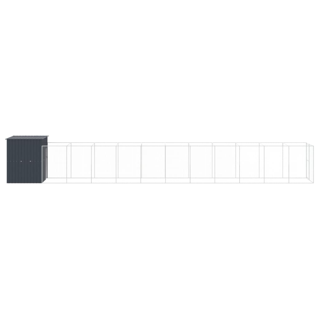 NNEVL Dog House with Run Anthracite 165x1271x181 cm Galvanised Steel