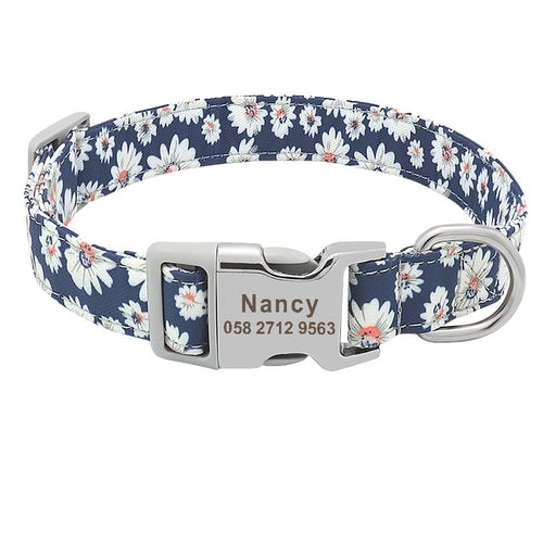 Custom Dog Collar Nylon Floral