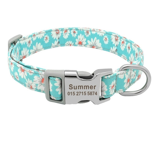 Custom Dog Collar Nylon Floral