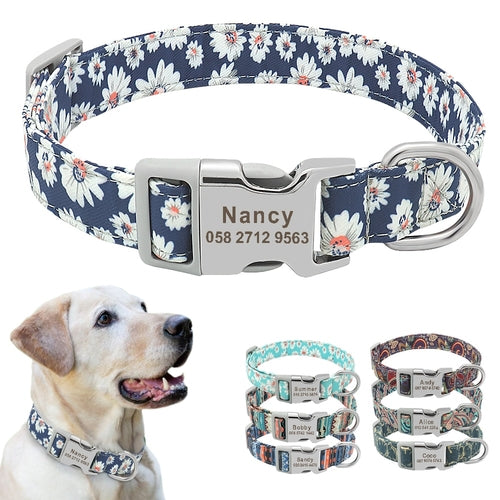 Custom Dog Collar Nylon Floral