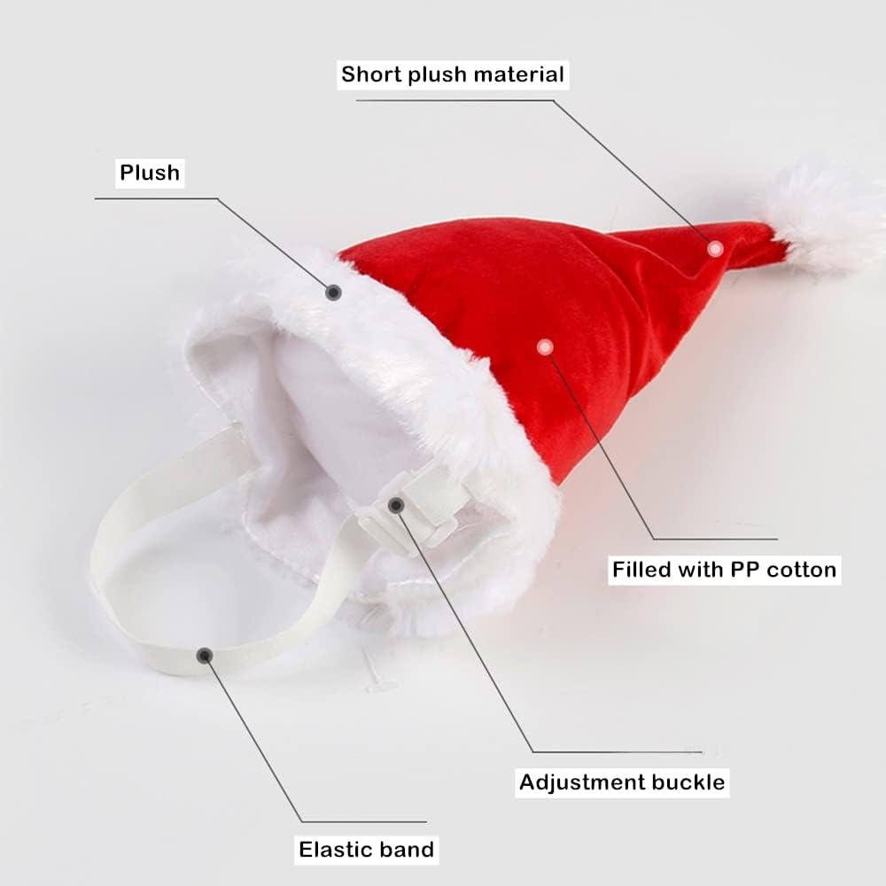 Adjustable 3D Christmas Santa Hat for Big Dogs Pets Holiday Party (Large)