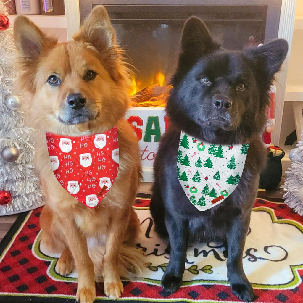 Christmas Dog Bandanas, 3 Pack Christmas Tree and Santa Claus Dog Scarf for Boy and Girl, Premium Durable Fabric, Holiday Bandana for Small Medium Large Dogs