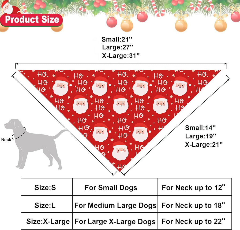 Christmas Dog Bandanas, 3 Pack Christmas Tree and Santa Claus Dog Scarf for Boy and Girl, Premium Durable Fabric, Holiday Bandana for Small Medium Large Dogs
