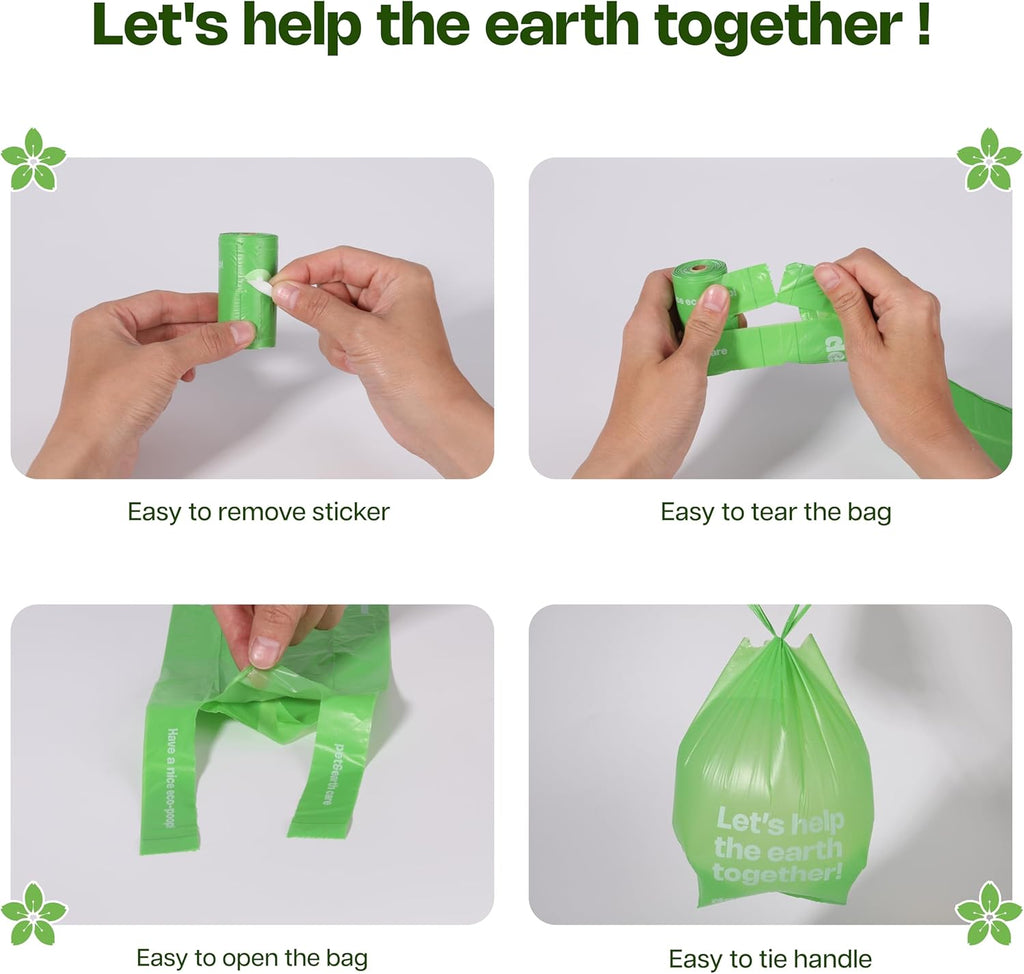 Dog Poop Bags with Handles Sakura Scented 120 Counts 8 Rolls Leak Proof and Extra Thick Waste Bags Refill Rolls for Small Medium Large Dogs and Cats