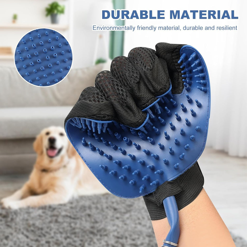 KECUSIN Pet Shower Sprayer, Dog Shower Attachment, Adjustable Spray Head with Massage Glove Style, Both Brush and Wipes, Dog Bath Tool Contains 88" Flex Hose, Two Indoor & Outdoor Faucet Adapters