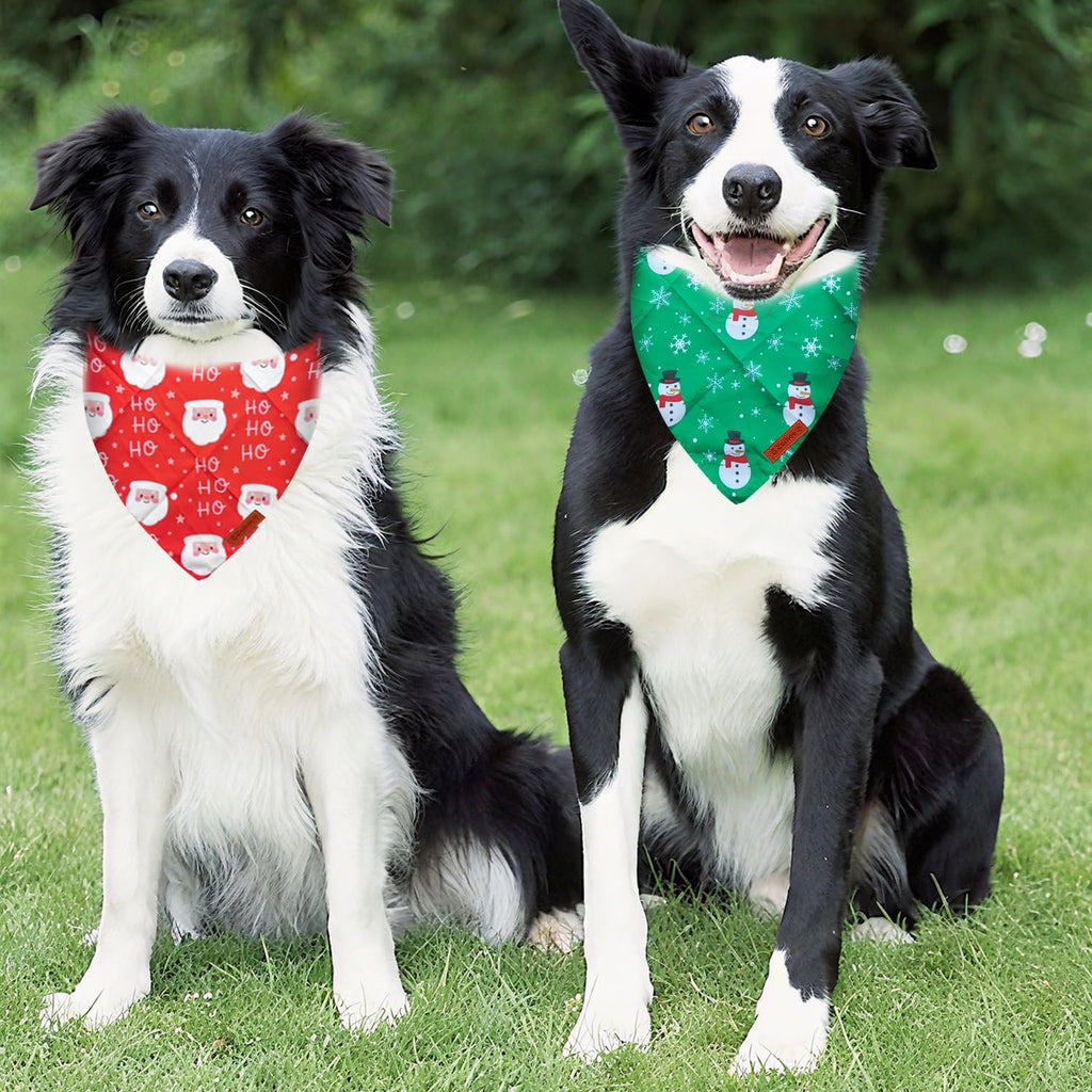 Christmas Dog Bandanas, 3 Pack Christmas Tree and Santa Claus Dog Scarf for Boy and Girl, Premium Durable Fabric, Holiday Bandana for Small Medium Large Dogs