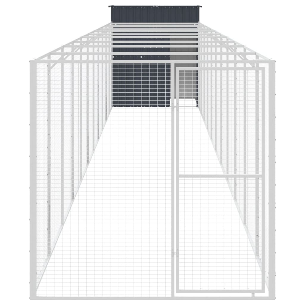 NNEVL Dog House with Run Anthracite 165x1271x181 cm Galvanised Steel