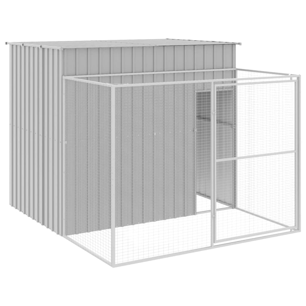NNEVL Dog House with Run Light Grey 214x253x181 cm Galvanised Steel