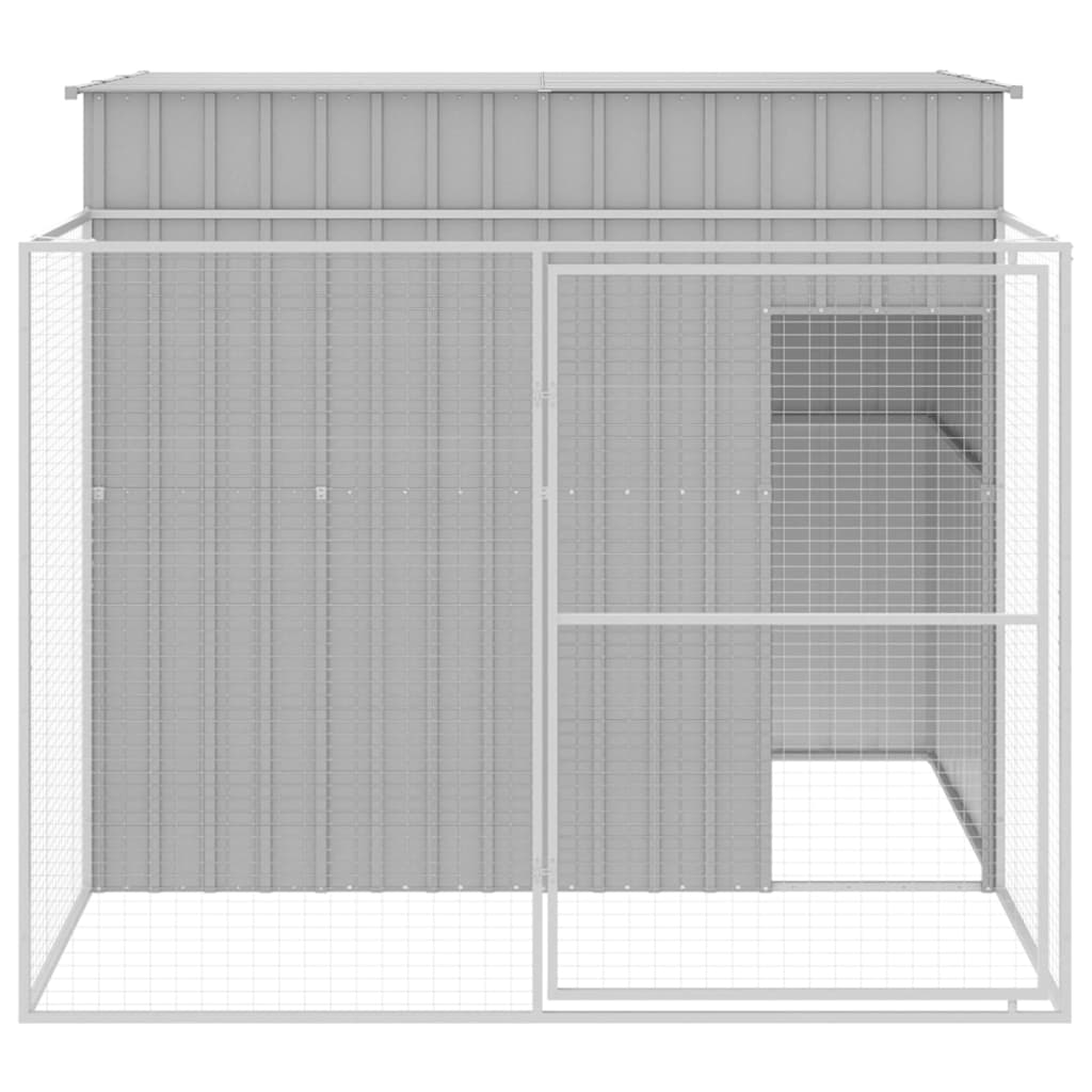NNEVL Dog House with Run Light Grey 214x253x181 cm Galvanised Steel