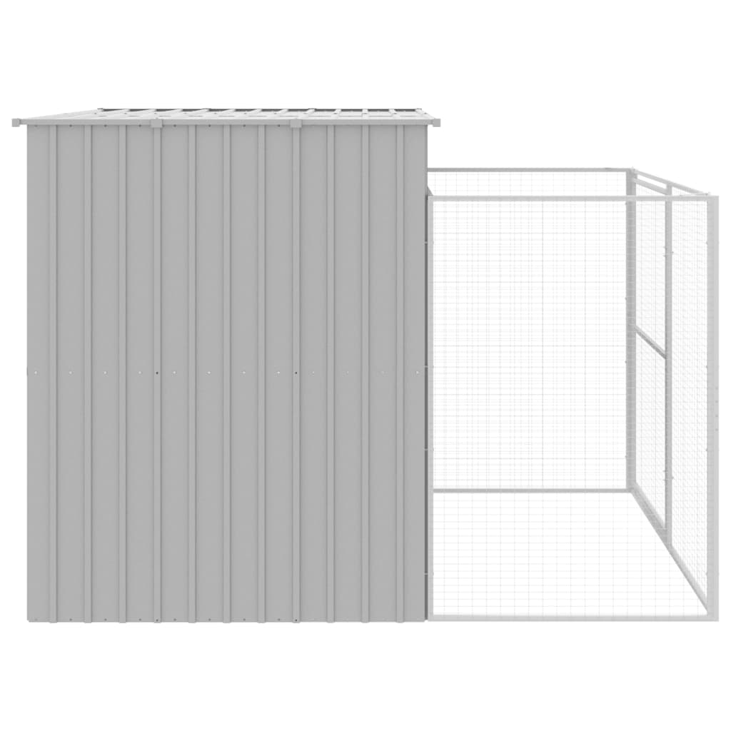 NNEVL Dog House with Run Light Grey 214x253x181 cm Galvanised Steel