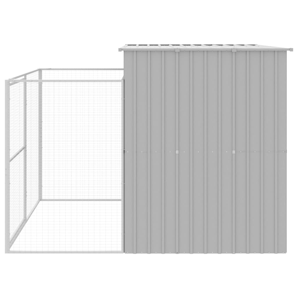 NNEVL Dog House with Run Light Grey 214x253x181 cm Galvanised Steel