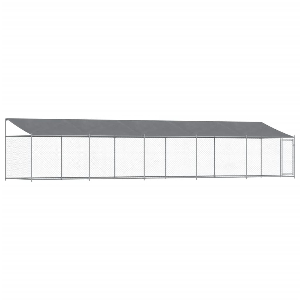 NNEVL Dog Cage with Roof and Door Grey 10x2x2 m Galvanised Steel