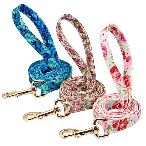 Personalised Floral Dog Collar and Leash Set