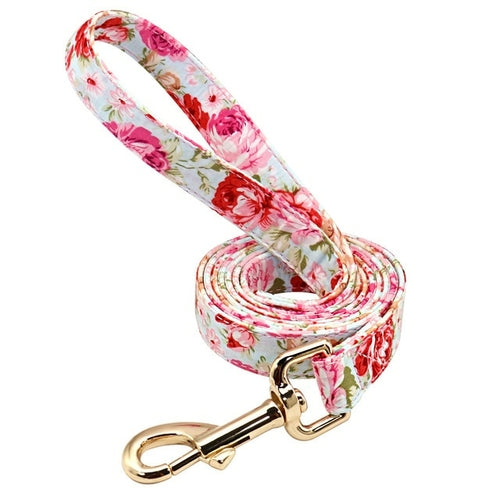 Personalised Floral Dog Collar and Leash Set