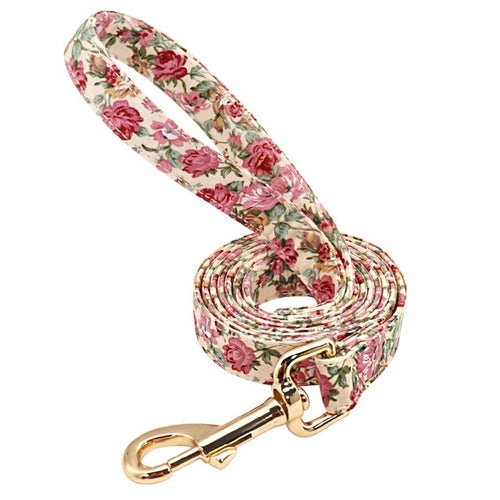 Personalised Floral Dog Collar and Leash Set