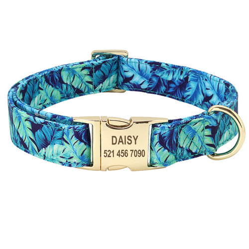 Personalised Floral Dog Collar and Leash Set