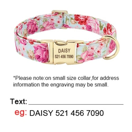 Personalised Floral Dog Collar and Leash Set