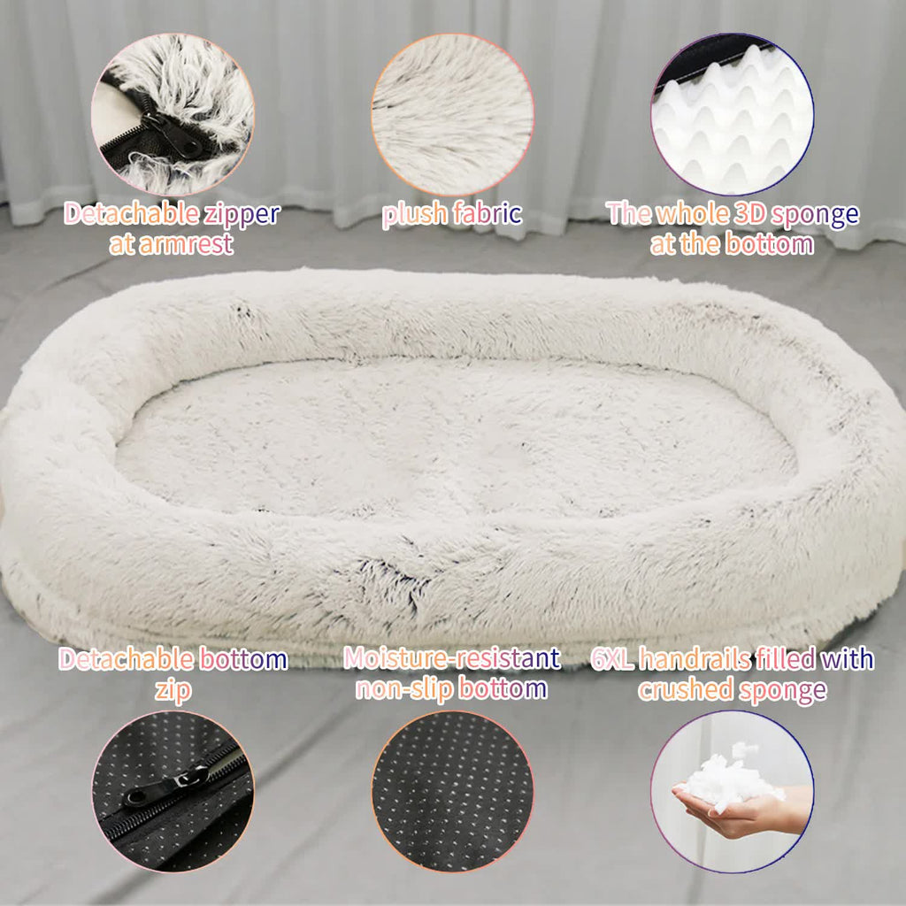 Fluffy Oval-Shaped Pet Bed - Gradient Coffee