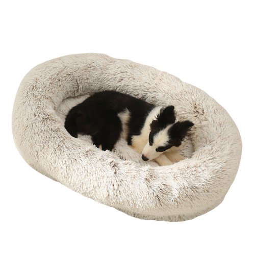 Fluffy Oval-Shaped Pet Bed - Gradient Coffee